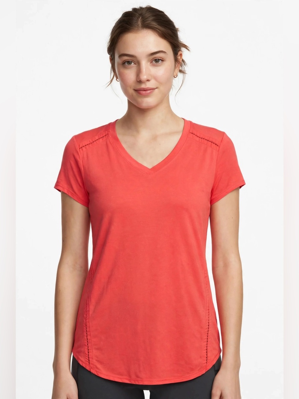 Tangerine Short Sleeve V-Neck Tee